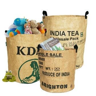 Superwaste baskets manden van recycled tea bags in small medium en large bij GreenPicnic