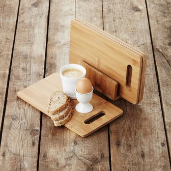 Set bamboe ontbijtplankjes met houder van Point Virgule - duurzaam gedekte tafel