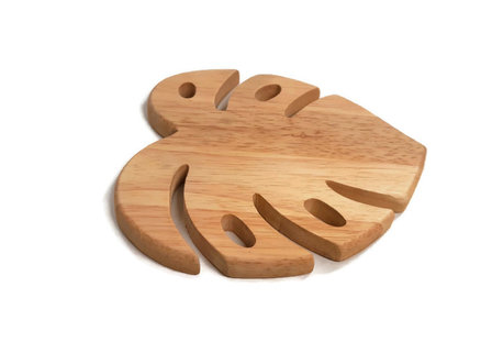 Houten blad onderzetter, fairtrade kanika Greenpicnic