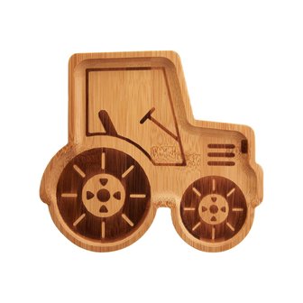 Sass and Belle bamboo plate Tractor verkrijgbaar bij GreenPicnic