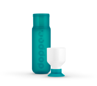 De Tidal Teal Dopper Original waterfles met ingebouwde drinkbeker