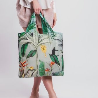 Ecozz opvouwbare shopper met rits met tropische print