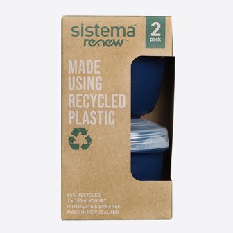 Sistema Renew yoghurtpotjes donkerblauw van gerecycled plastic