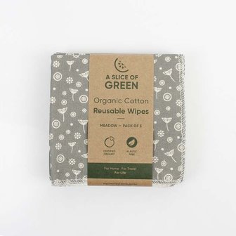 Reusable Wipes met Meadow print, bio katoenen doekjes van A Slice of Green