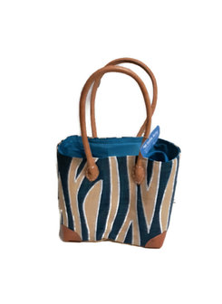 GoneArty tas met blauw-naturel zebrapatroon - GreenPicnic