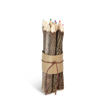 GreenPicnic - Lange houten kleurpotloden met boomschors, Fairtrade