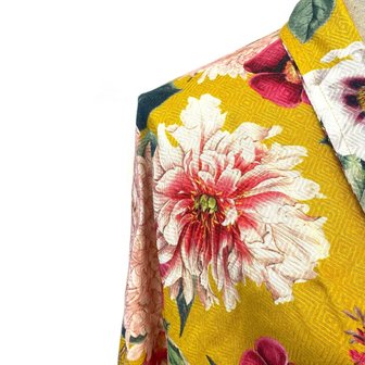 Gele kimono met bloemen print - Imbarro verkooppunt GreenPicnic