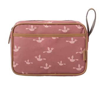 Birds Wash Bag van Fresk, rPET toilettas met vogeltjes
