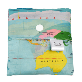 World Map opvouwbare boodschappentas van rPET als klein pakketje - Rex London