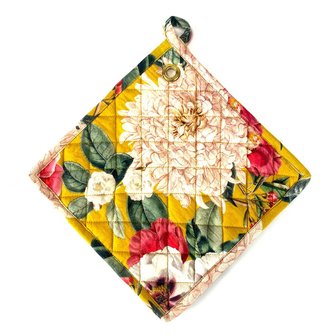 Potholder Janne Ocre van Imbarro, eerlijk keukentextiel verkrijgbaar bij GreenPicnic