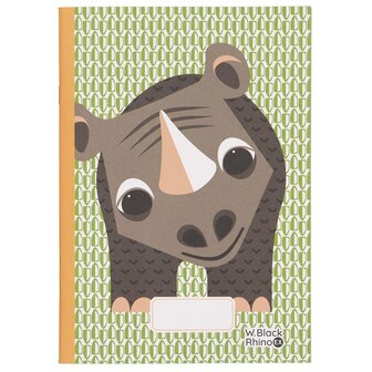 Coq en Pate school schrift met neushoorn, FSC gerecycled papier