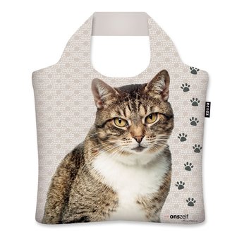 Ecozz opvouwbare shopper met rits met katten print Mr.Cat