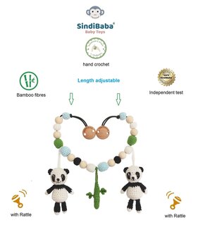 SIndibaba Stroller Chain, kinderwagenhanger panda