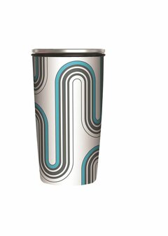 Dubbelwandige koffiebeker voor onderweg - Bamboo Slidecup Retro Design van bamboe en RVS