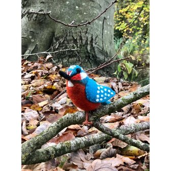 sjaal met verhaal vilten ijsvogel in bos