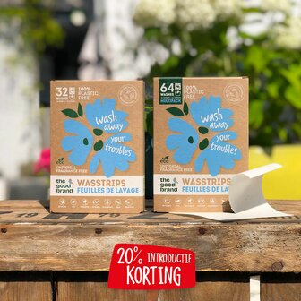 Eco was strips van The Good Brand, biologisch afbreekbaar wasmiddel bij GreenPicnic, parfumvrij