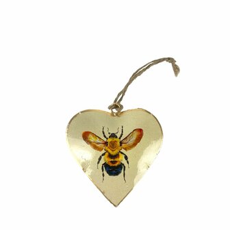 Imbarro metalen hart hanger met hommel, Fairtrade