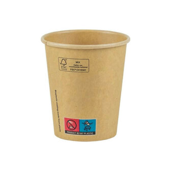 Greenpicnic FSC Kraft/PLA 240ml wegwerp koffiebeker achterkant