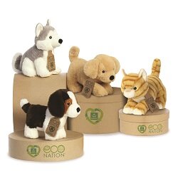 EcoNation gerecycled plastic knuffeldieren hond en kat