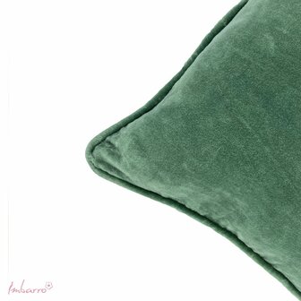 Detail Imbarro Cushion Lala P Green, fluwelen sierkussen - GreenPicnic