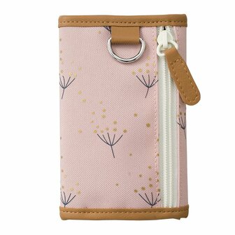 Grote portemonnaie van gerecyceld plastic, roze met paardebloem print Greenpicnic