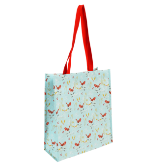 Rex london kerst shopping bag met roodborstjes print