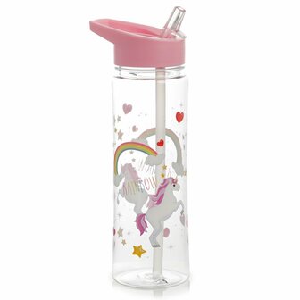 Puckator Enchanted Rainbows Unicorn  drinkfles met rietje, GreenPicnic