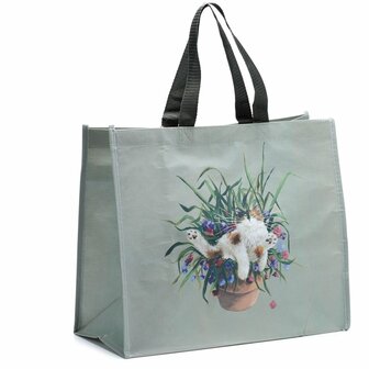 GreenPicnic - Shopper van gerecycled plastic Floral Cat in Plant Pot