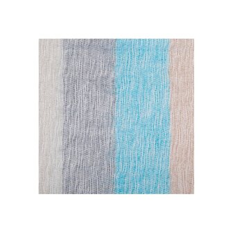 Detail Sjaal met verhaal Fairtrade deken in creme en ibiza blauw