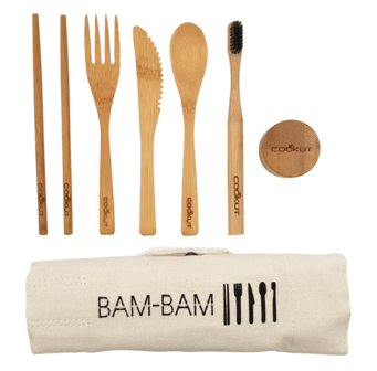 Cookut Bam-Bam bamboe reist bestekset met tandenborstel 