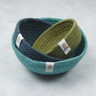 ReSpiin set mini bowls, ronde mandjes in Ocean-kleuren