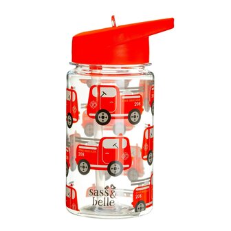 Sass and Belle Fire Engine drinkfles met rietje, GreenPicnic