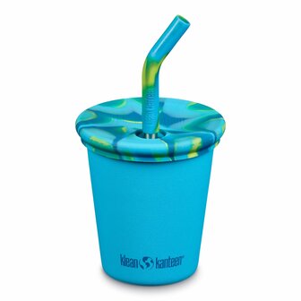 Klean Kanteen duurzame blauwe kinderbeker met silicone deksel - GreenPicnic