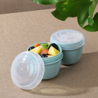 Sistema Renew yoghurtpotjes gerecycled plastic - set van 2  in blauw of mint