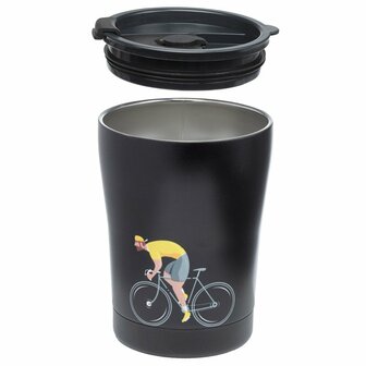 Coffee to go beker met wielrenner van roestvrij staal - GreenPicnic