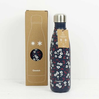 Qwetch Hanami Blue 500ml RVS thermosfles bij Greenpicnic