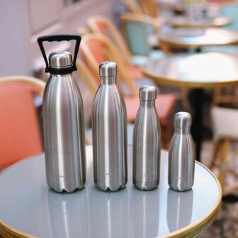 Qwetch serie geborsteld RVS, insulated bottles brushed steel