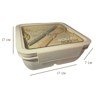 Afmetingen lunchbox van PLA uit tarwevezels - Make it a Green Picnic