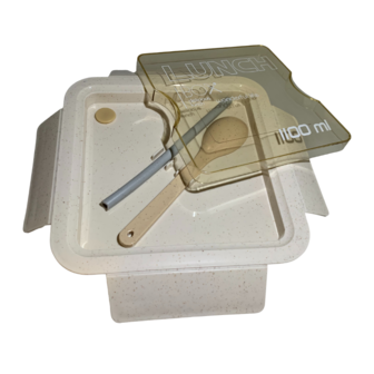 PLA bioplastic lunchtrommel inclusief lepel en rietje