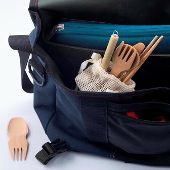 Bamboe houten bestek set voor onderweg, eat/drink tool set