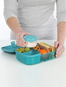 Sistema Ocean Bound Plastic To Go lunchbox Teal met yoghurt bakje