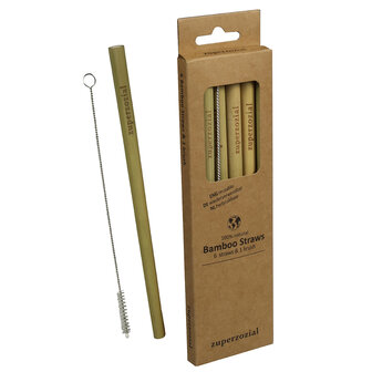 6 Bamboo Straws &amp; 1 brush