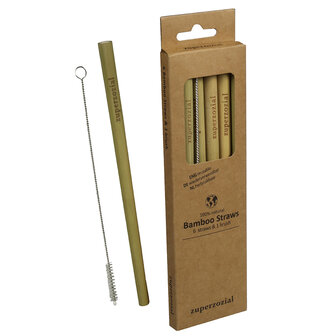 6 Bamboo Straws &amp; 1 brush