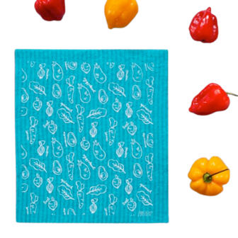 Groovy Goods Wasbare Schoonmaakdoek met groentenprint