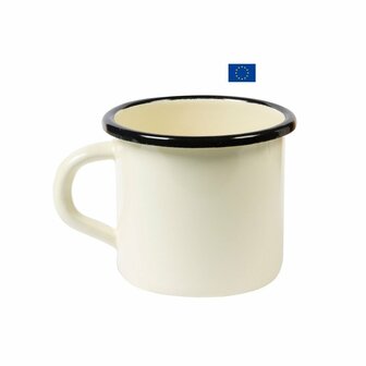 Enamel beker wit met oor