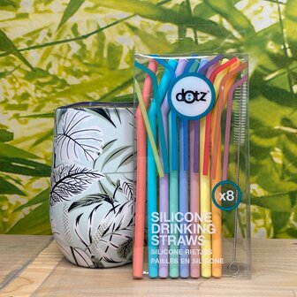 Office thermosbeker met siliconen rietjes van Dotz bij GreenPicnic