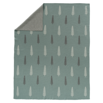GreenPicnic - Fijn gebreide wiegdeken met Scandinavische Forest print van Fresk