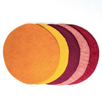 Sjaal met Verhaal vilten onderzetter of placemat - Diverse kleuren 40cm 