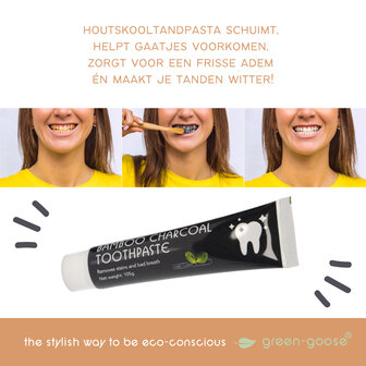 Bamboo Charcoal Toothpaste, Houtskool tandpasta in tube