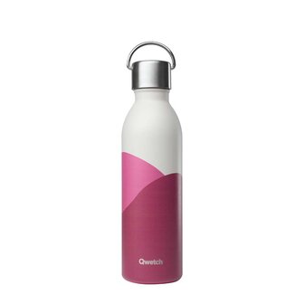 Qwetch Active thermosfles met roze en grijze vlakken